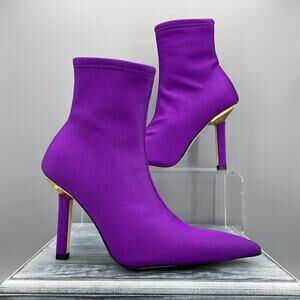 NEW Good American Women’s Ankle Shine Neoprene Booties Purple Size 6